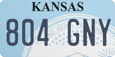 KS license plate 804GNY