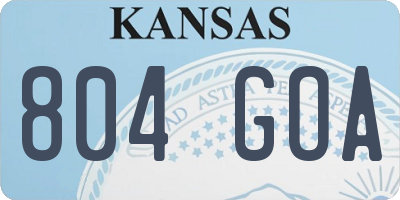 KS license plate 804GOA
