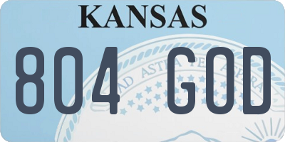 KS license plate 804GOD