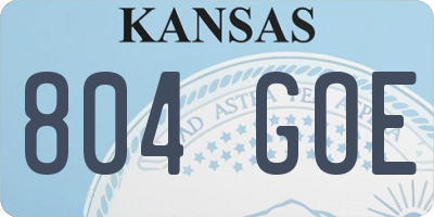 KS license plate 804GOE