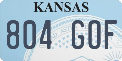 KS license plate 804GOF