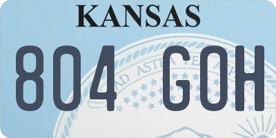KS license plate 804GOH