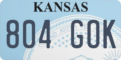 KS license plate 804GOK