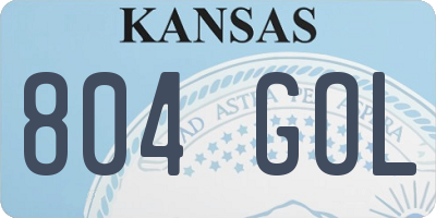 KS license plate 804GOL