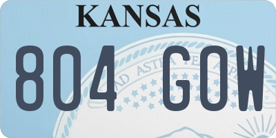 KS license plate 804GOW
