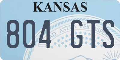 KS license plate 804GTS