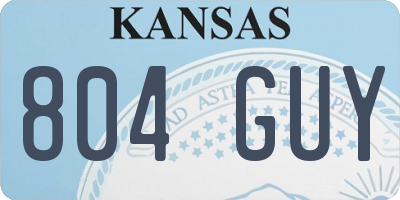 KS license plate 804GUY