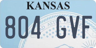 KS license plate 804GVF