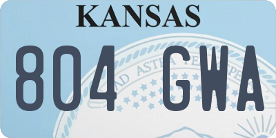 KS license plate 804GWA