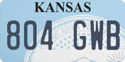 KS license plate 804GWB