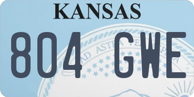 KS license plate 804GWE