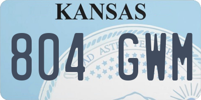 KS license plate 804GWM