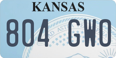 KS license plate 804GWO