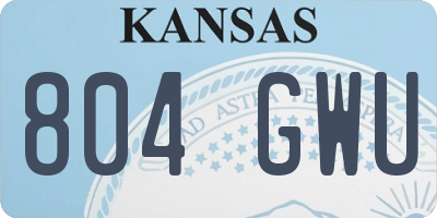 KS license plate 804GWU