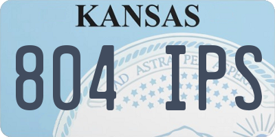 KS license plate 804IPS