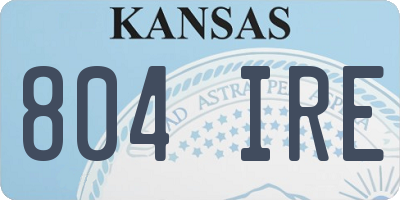 KS license plate 804IRE
