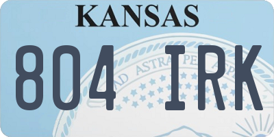 KS license plate 804IRK