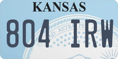 KS license plate 804IRW