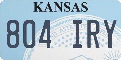 KS license plate 804IRY
