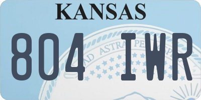 KS license plate 804IWR