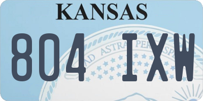 KS license plate 804IXW