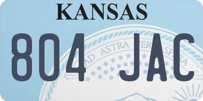 KS license plate 804JAC