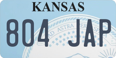KS license plate 804JAP