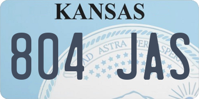 KS license plate 804JAS