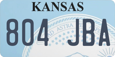 KS license plate 804JBA