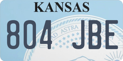 KS license plate 804JBE