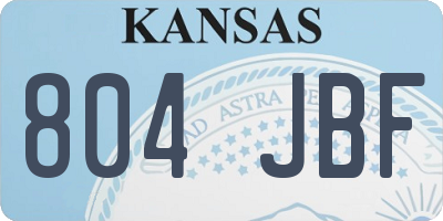 KS license plate 804JBF