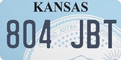 KS license plate 804JBT