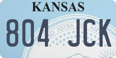 KS license plate 804JCK
