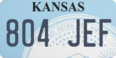 KS license plate 804JEF