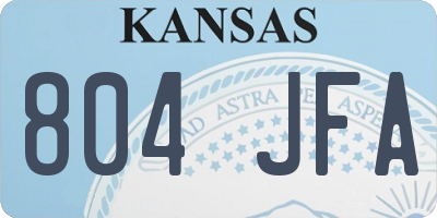 KS license plate 804JFA