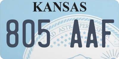 KS license plate 805AAF