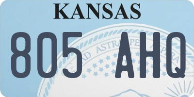 KS license plate 805AHQ