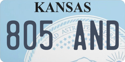 KS license plate 805AND