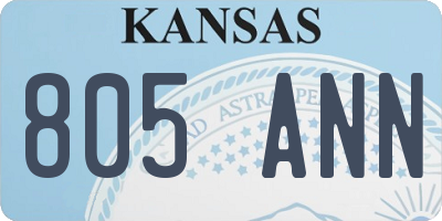KS license plate 805ANN