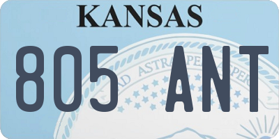 KS license plate 805ANT