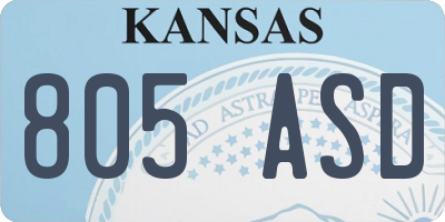 KS license plate 805ASD