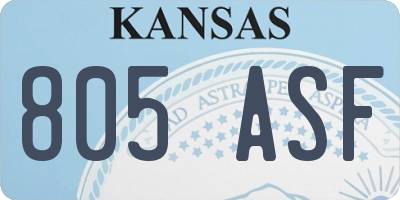 KS license plate 805ASF
