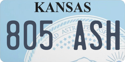 KS license plate 805ASH