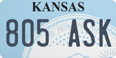 KS license plate 805ASK