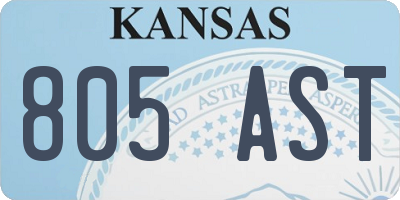 KS license plate 805AST