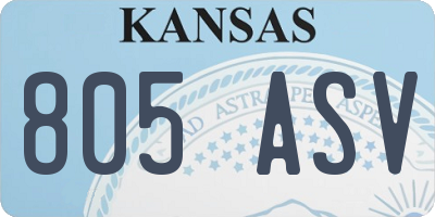 KS license plate 805ASV