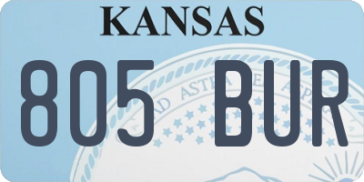 KS license plate 805BUR