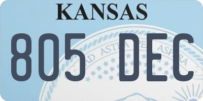 KS license plate 805DEC