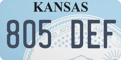 KS license plate 805DEF