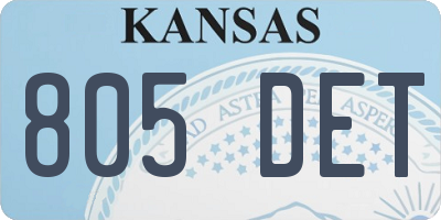 KS license plate 805DET